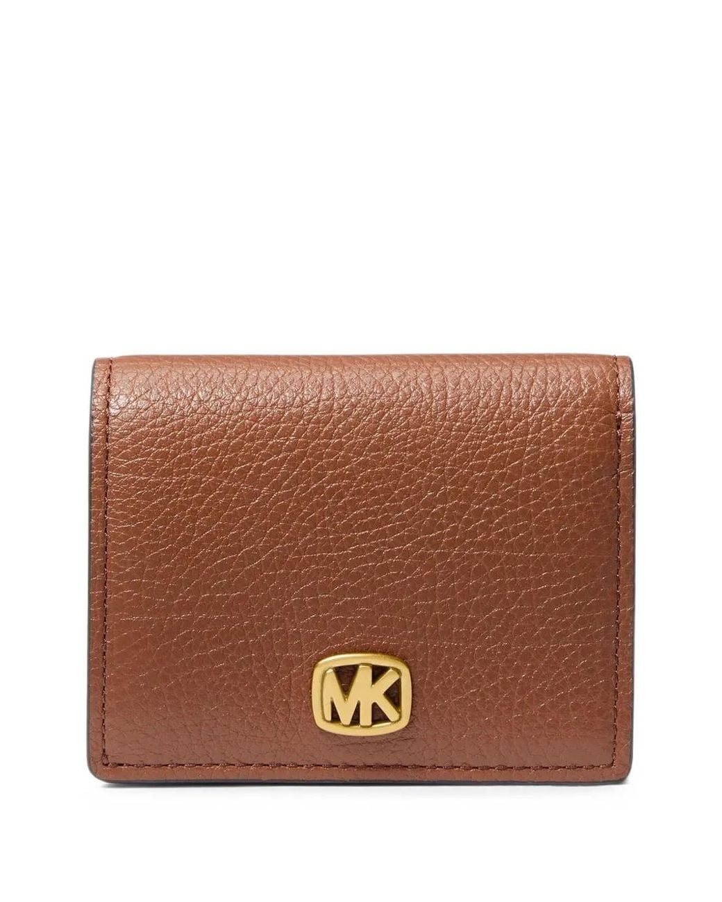 Michael Kors Brown Portefeuille En Cuir Grainé À Plaque Logo