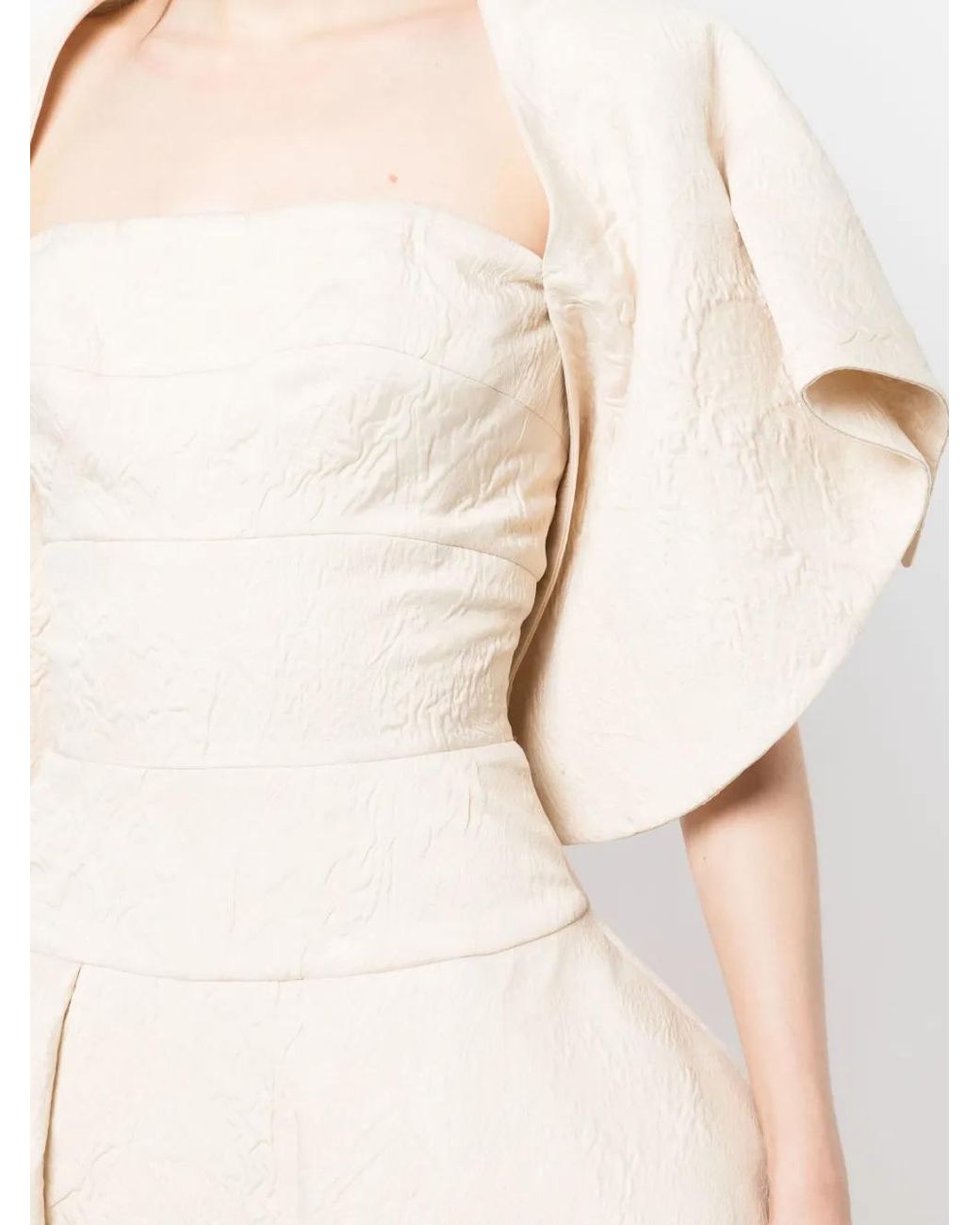 Saiid Kobeisy Natural Brocade-Effect Maxi Ball Dress