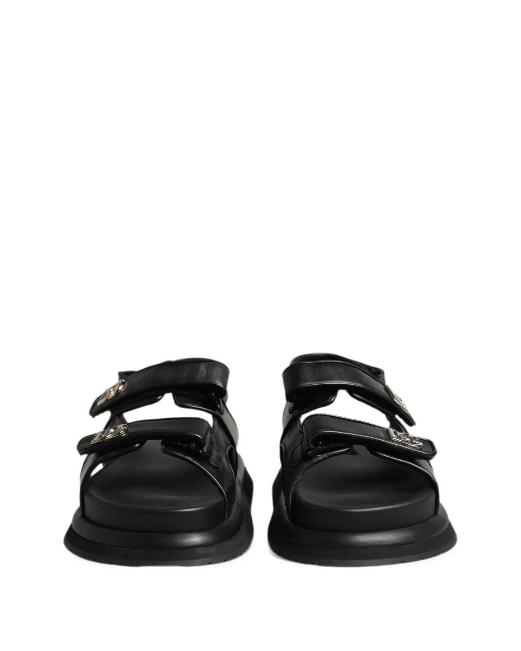 Dolce & Gabbana Black Dg Logo Touch-Strap Sandals for men