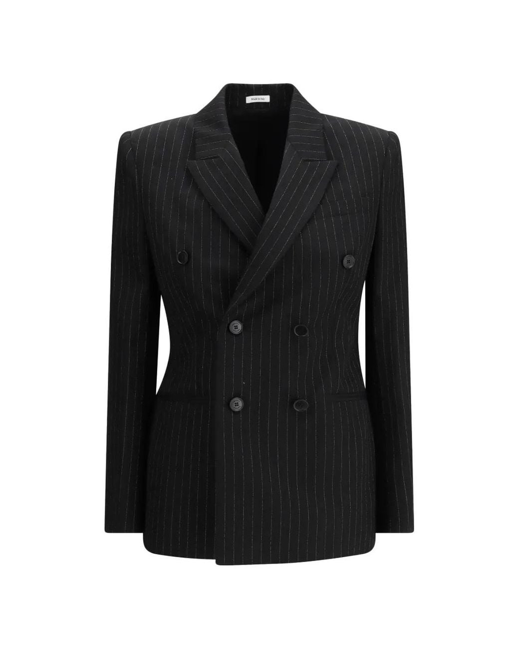 McQueen Black Pinstripe-Print Double-Breasted Blazer