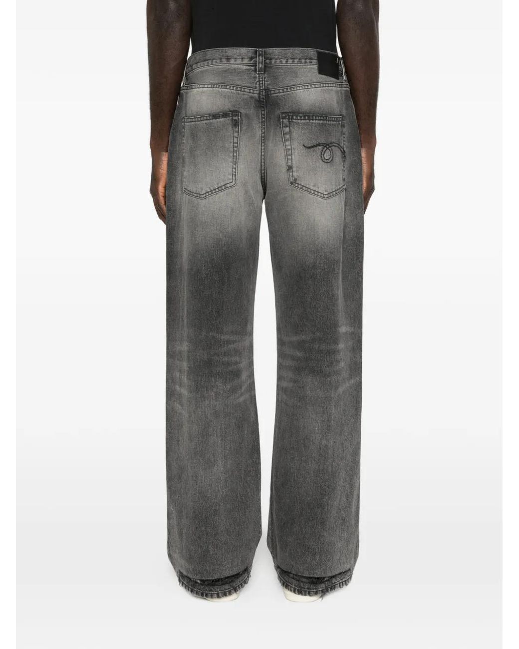 R13 Gray Frayed Jeans for men