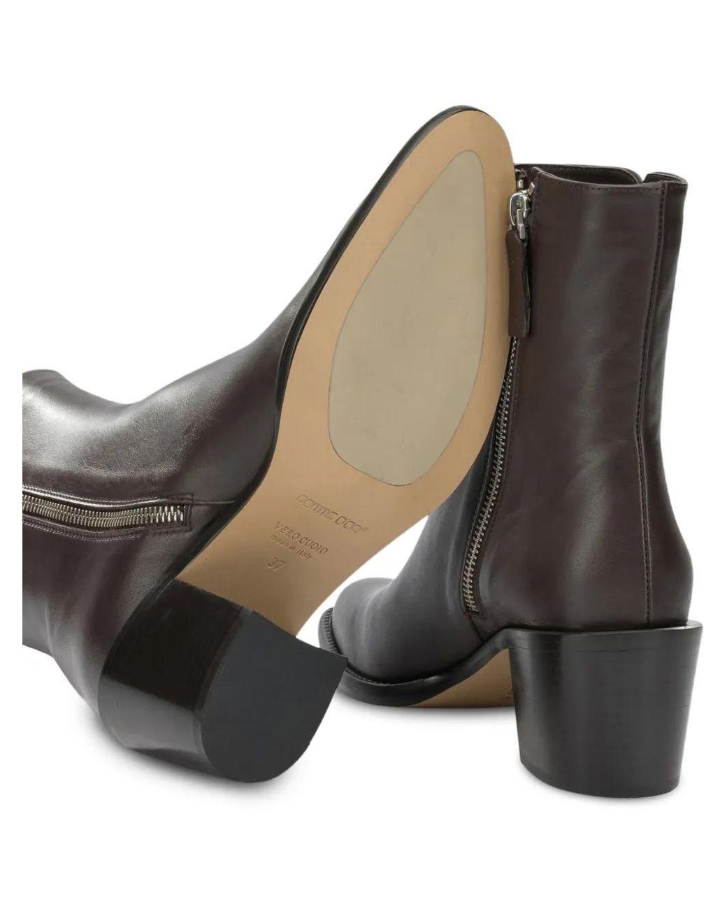 Pomme D ́Or Brown Bottines En Cuir À Fermeture Zippée