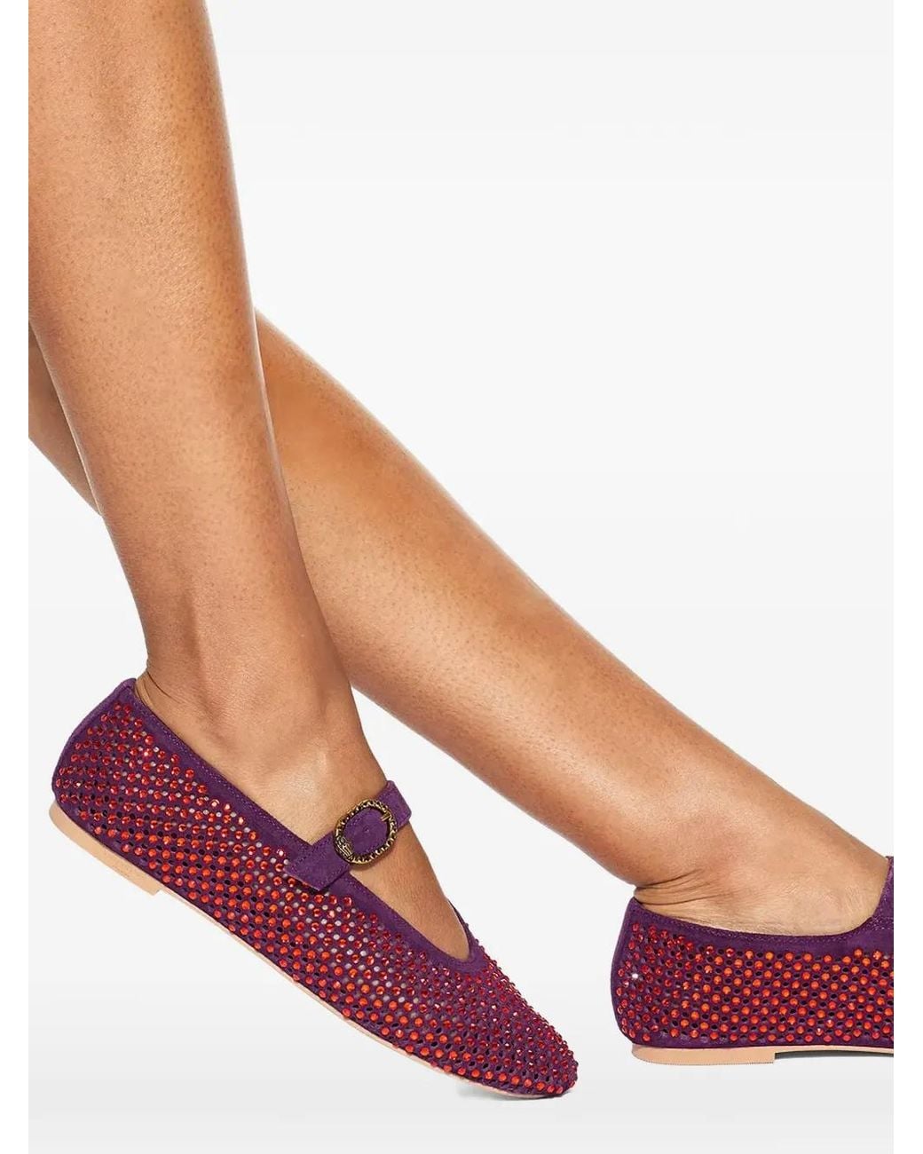 Kurt Geiger Purple Mayfair Crystal-Embellished Ballet Flats