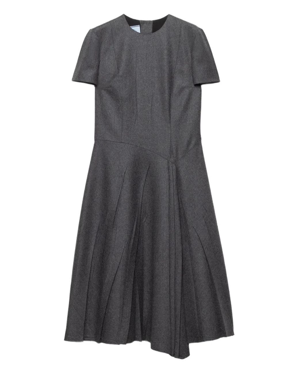 Prada Asymmetrical Short-Sleeve Midi Dress in Grey | Lyst UK
