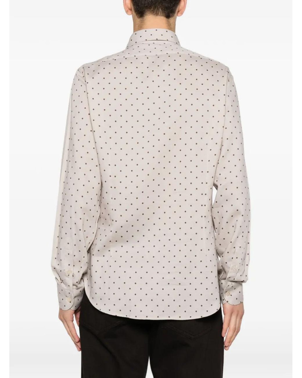 Eleventy White Polka-Dot Long-Sleeve Shirt for men