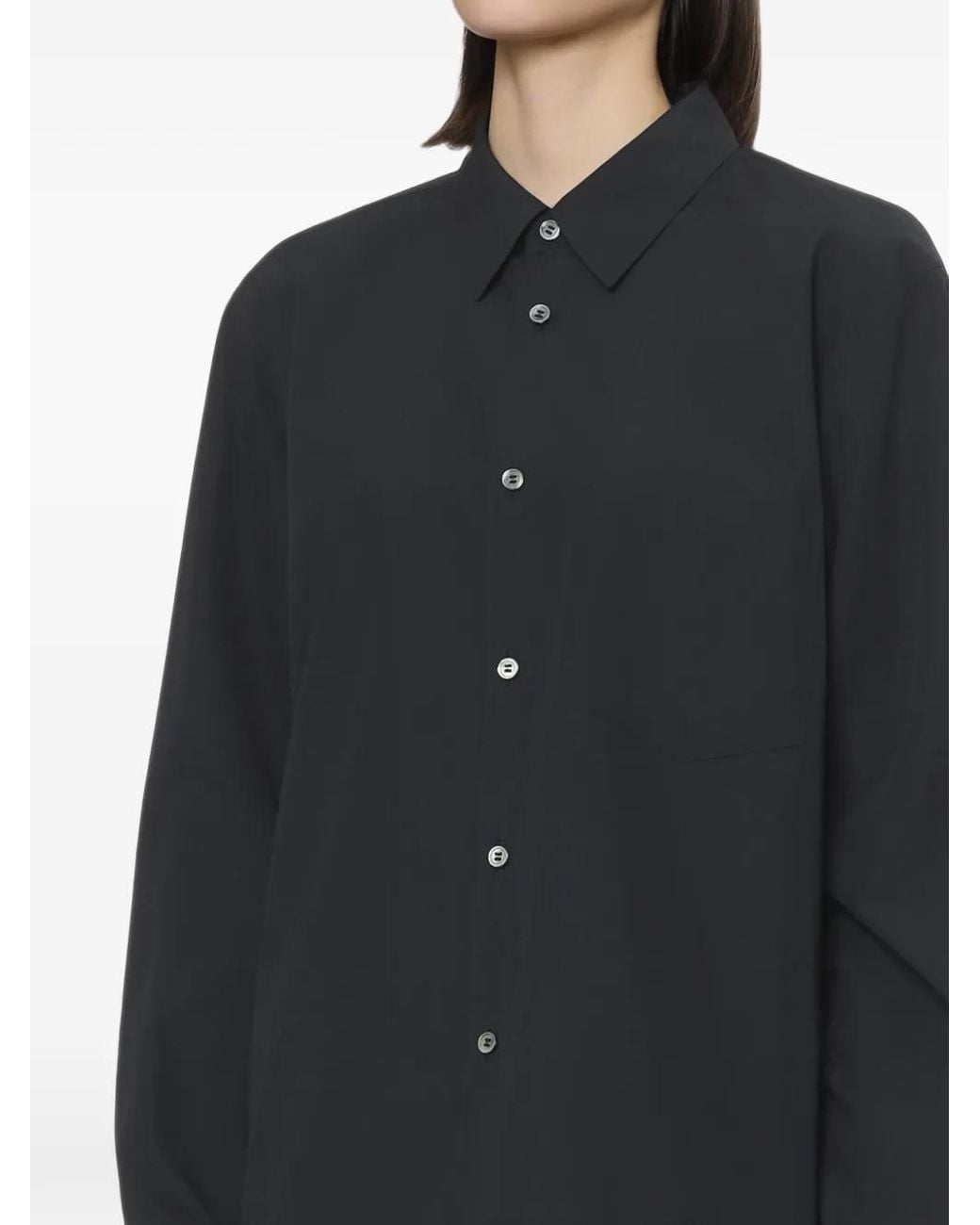 COMME DES GARÇON BLACK Blue Ruffled-Hem Shirt