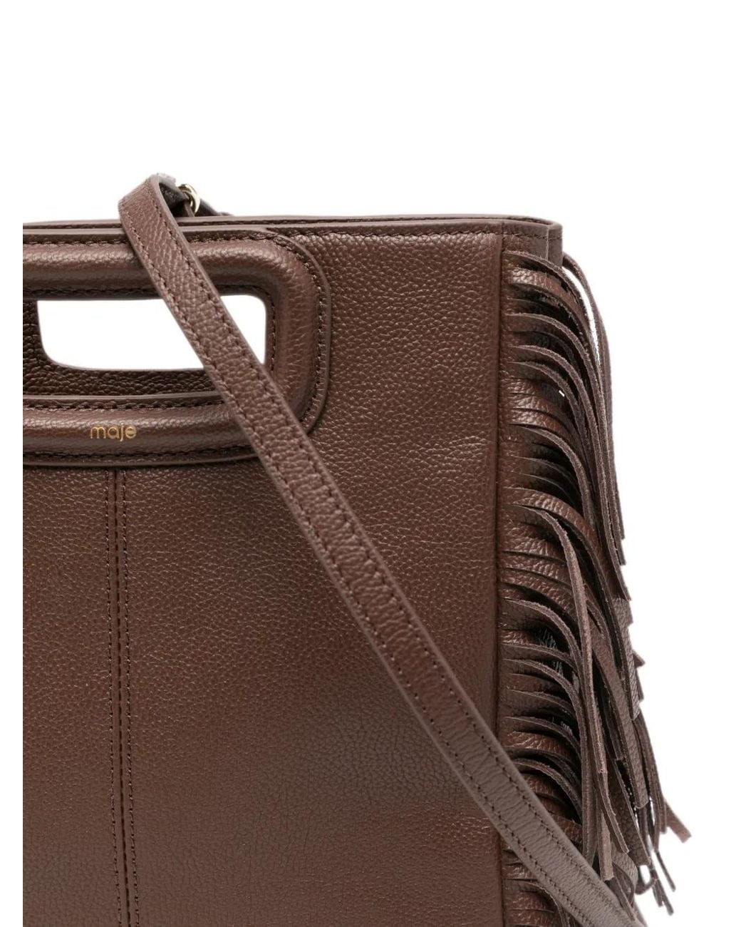 Maje Brown Handtasche Mit Fransen
