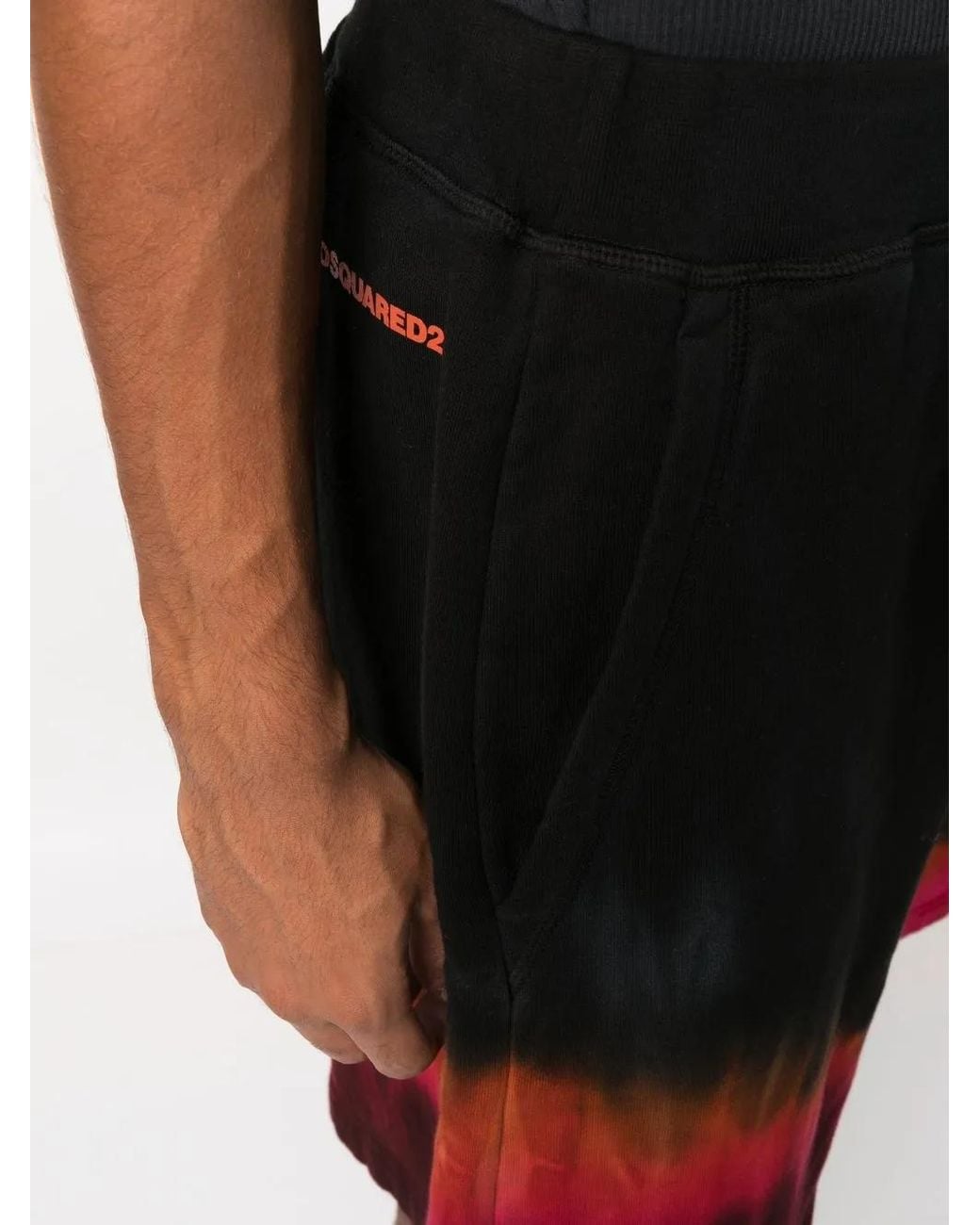DSquared² Black Tie-Dye Track Shorts for men