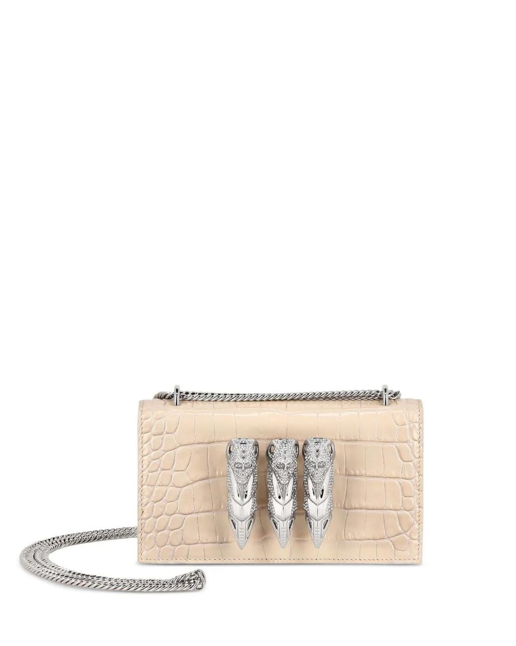 Philipp Plein Natural Croco Embossed Clutch Eagle