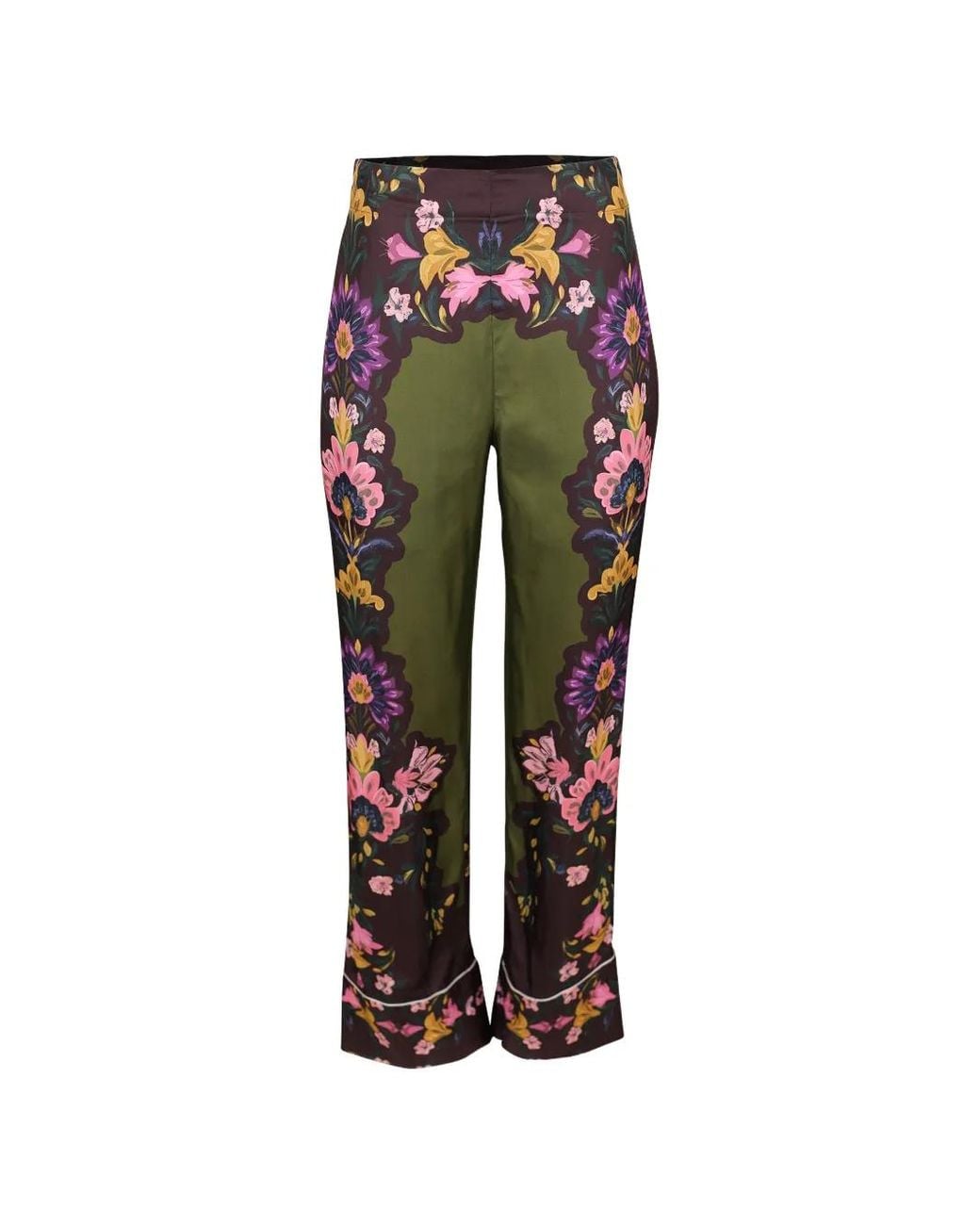 Borgo De Nor Green Havana Floral-Print Trousers