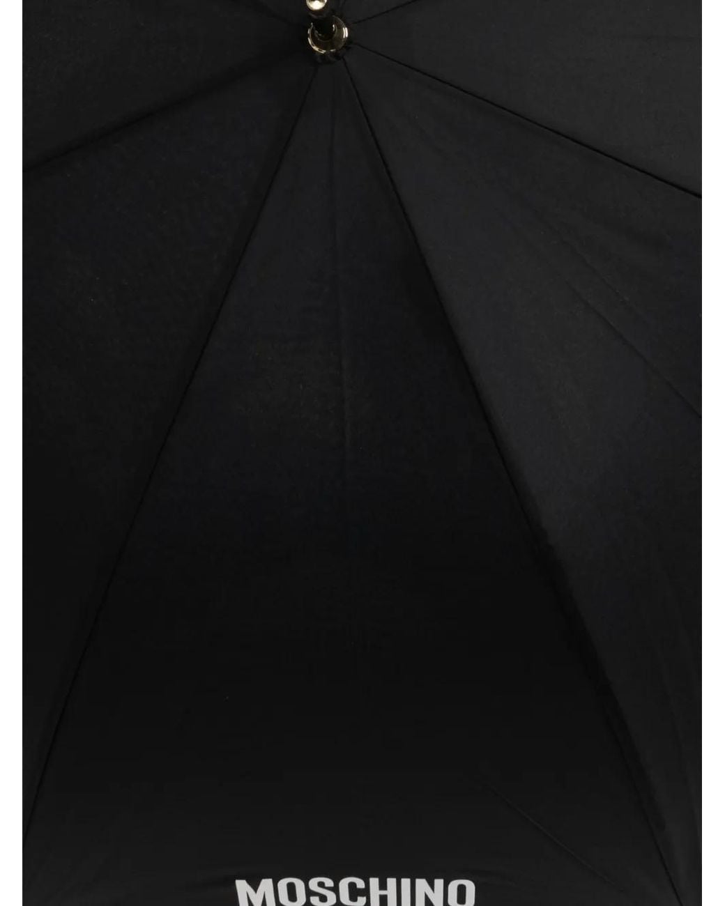 Moschino Black Logo-Print Curved-Handle Umbrella