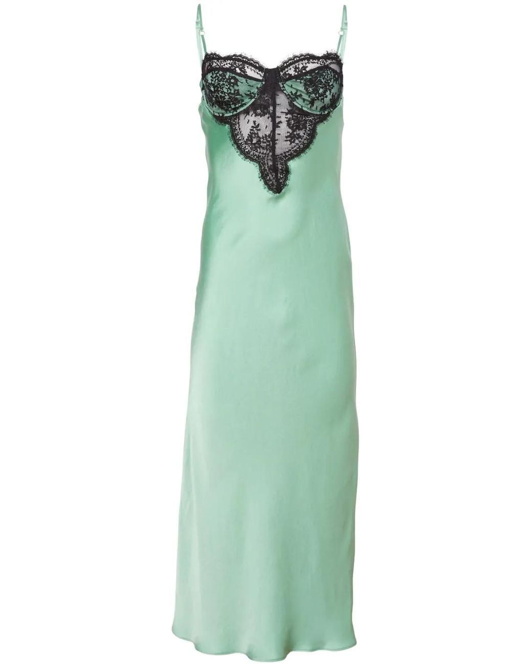 Fleur du Mal Green Frankie Lace Cupped Slip Dress