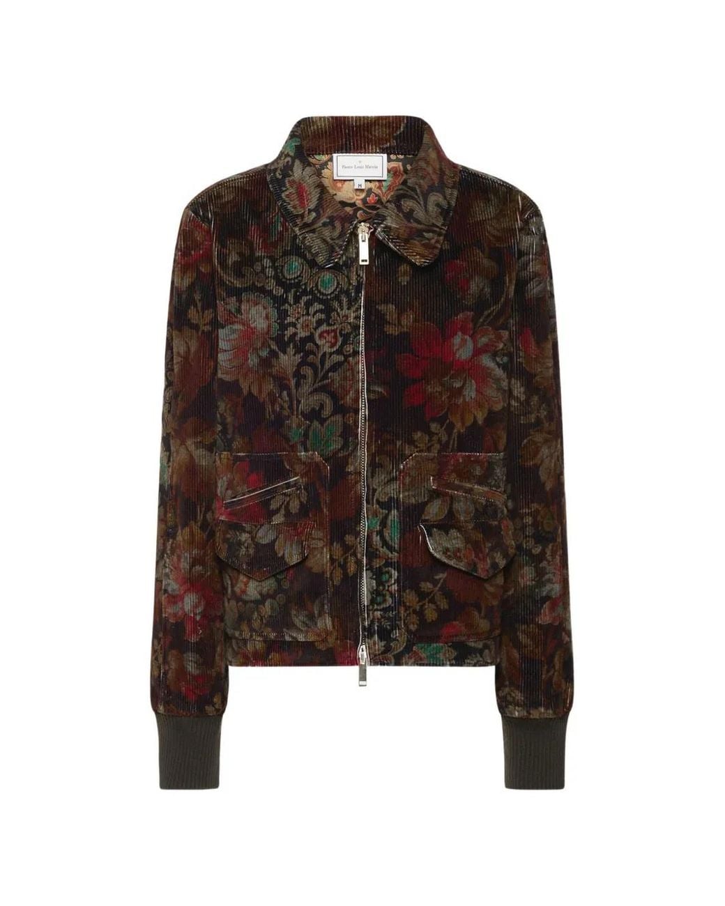 Pierre Louis Mascia Brown Gridox Floral-Print Bomber Jacket