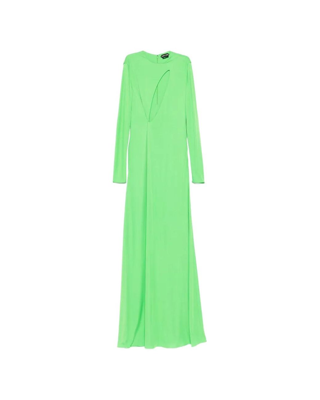 Tom Ford Green Crepe Jersey Long Sleeve Evening Dress