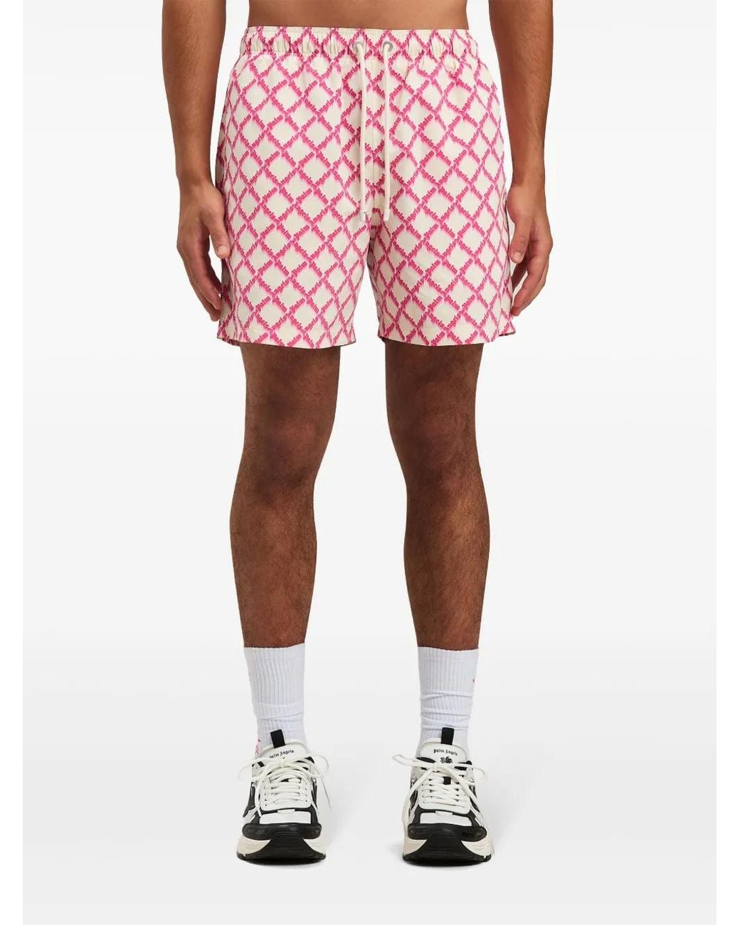 Palm Angels Red Logo Swim Shorts for men