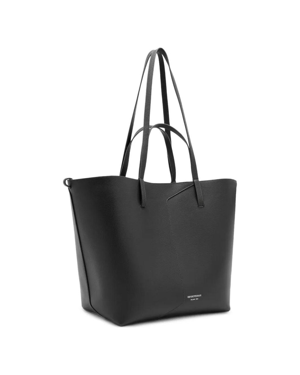 Emporio Armani Black 1981 Mini-Grained Finish Leather Shopper With Double Handles