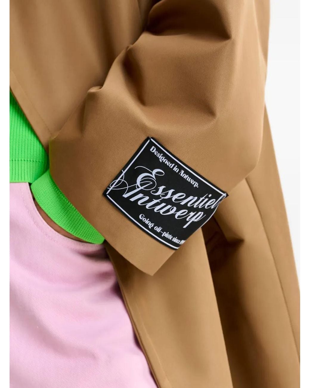 Essentiel Antwerp Natural Logo-Patch Double-Breasted Coat