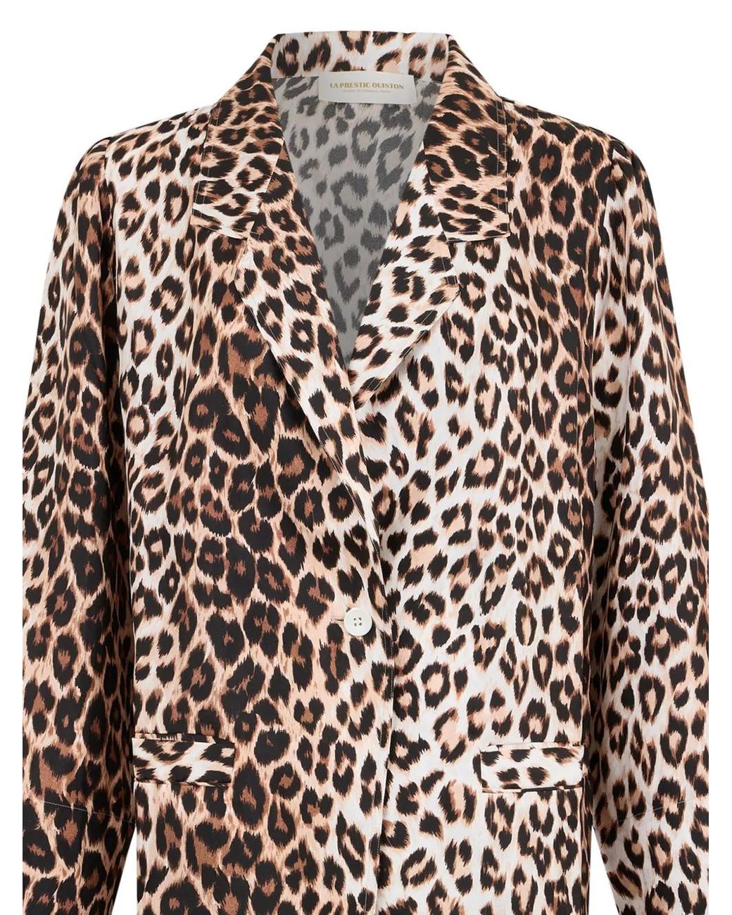 La Prestic Ouiston White Panther-Print Blazer