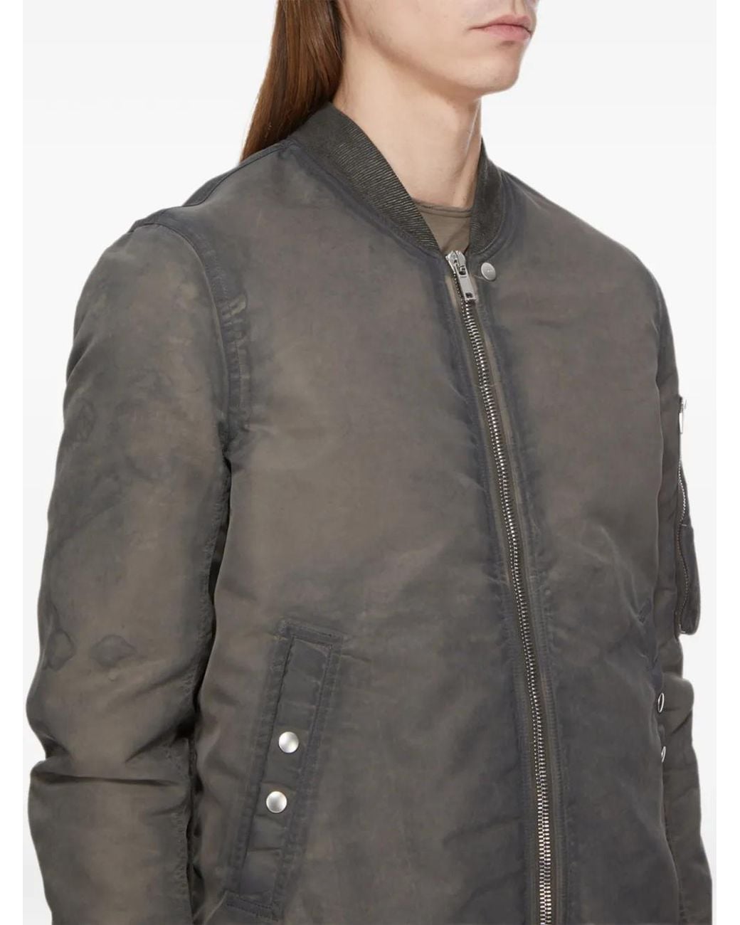 Rick Owens Gray Classic Flight Bomber Jacket With Structured Design for men
