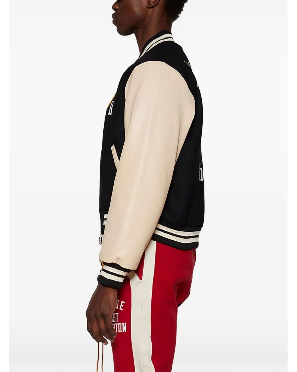 Rhude Black Logo-Embroidered Bomber Jacket for men