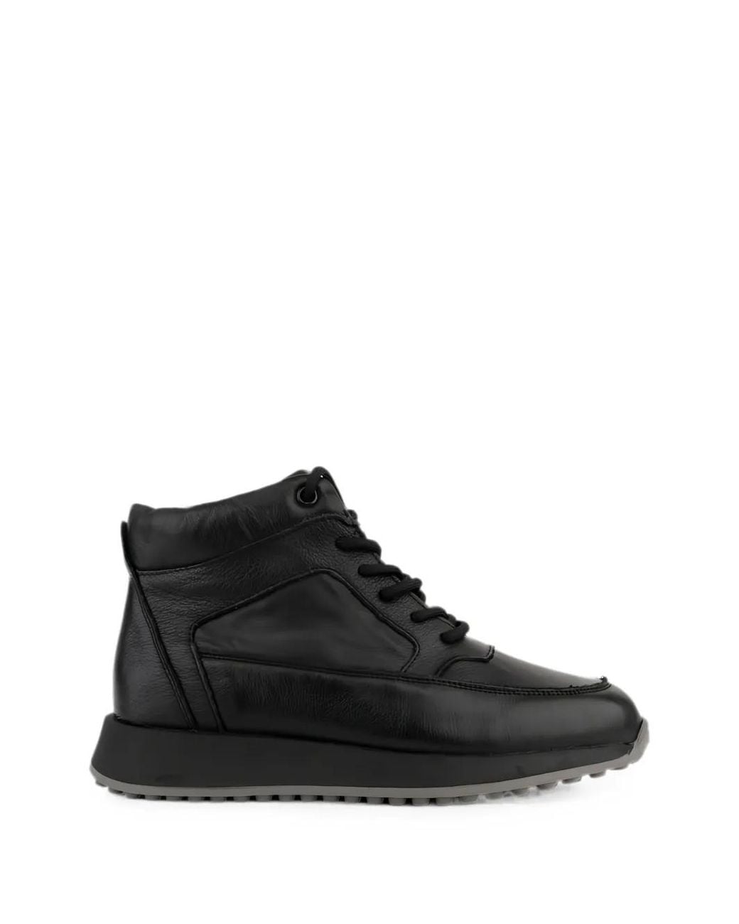 Linda Baumann Black Lace-Up Side-Zip Sneakers