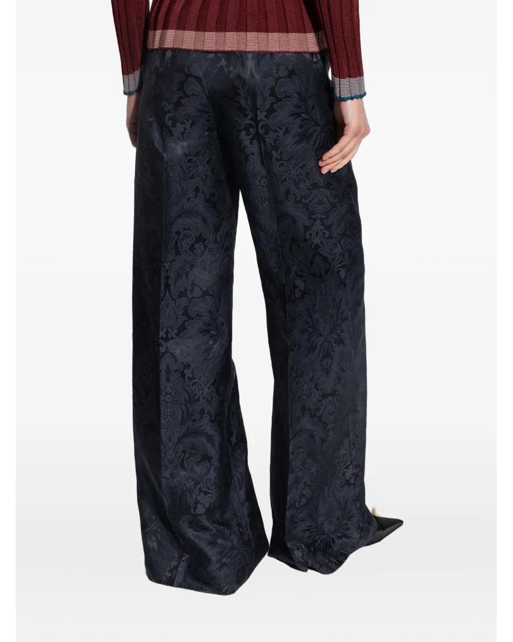 Etro Blue Trousers With Silk Trim