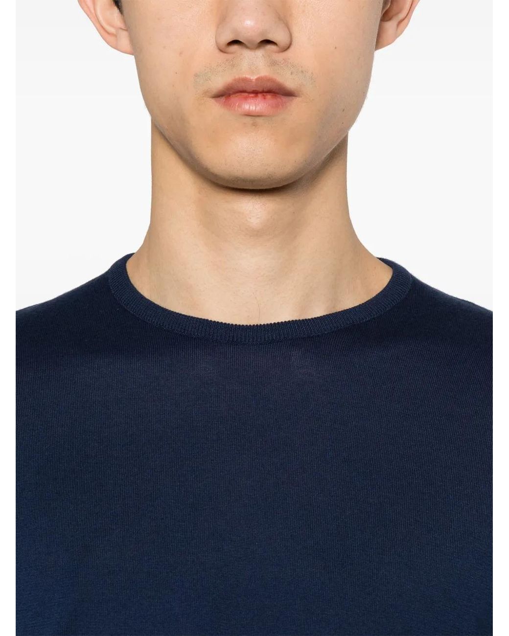 John Smedley Blue Fine-Knit Cotton Jumper for men