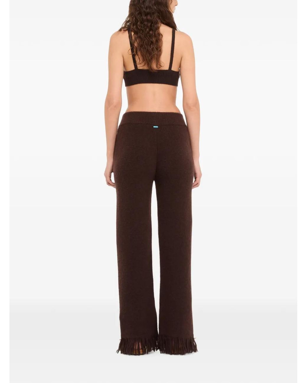 Alanui Brown Fringed-Trim Trousers