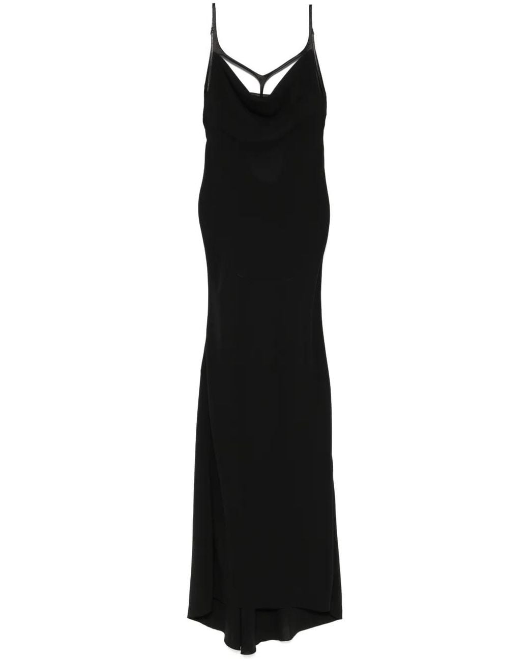 Mugler Black Harness Crepe Gown