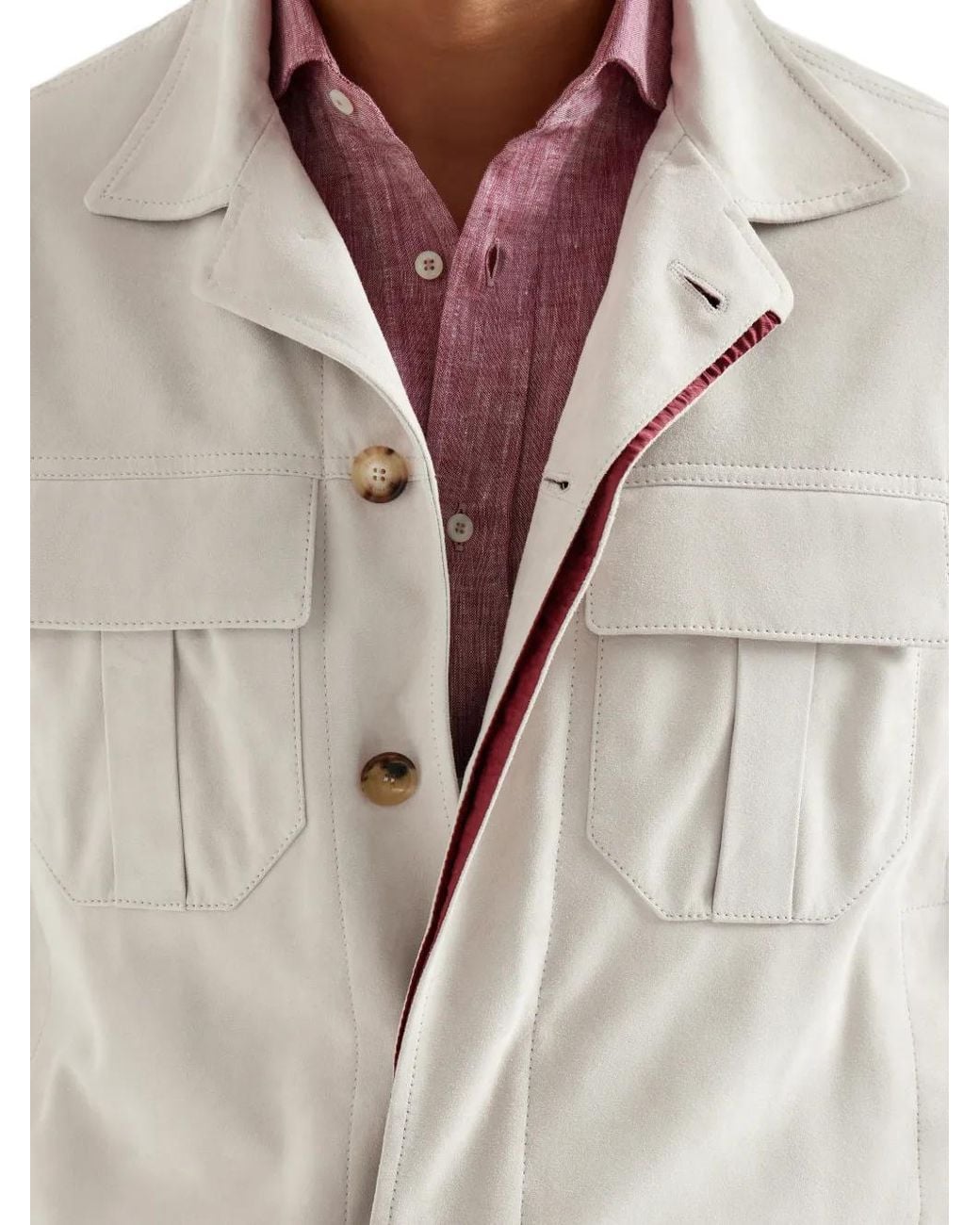 Brunello Cucinelli Gray Butto Suede Jacket for men