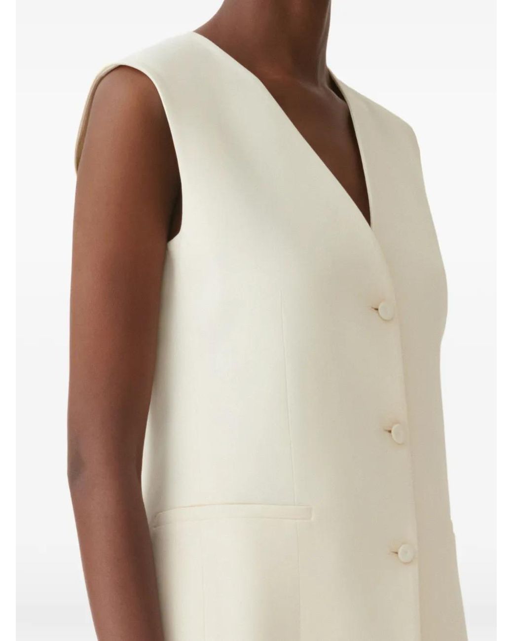 Fabiana Filippi White V-Neck Sleeveless Vest