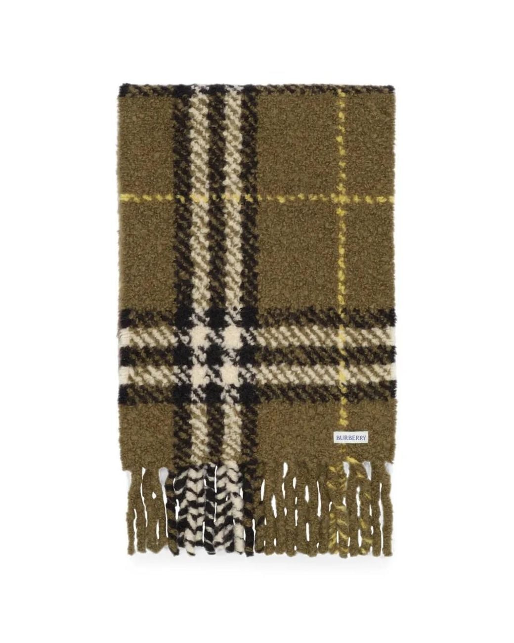Burberry Green Check Alpaca Wool Blend Bouclé Scarf for men