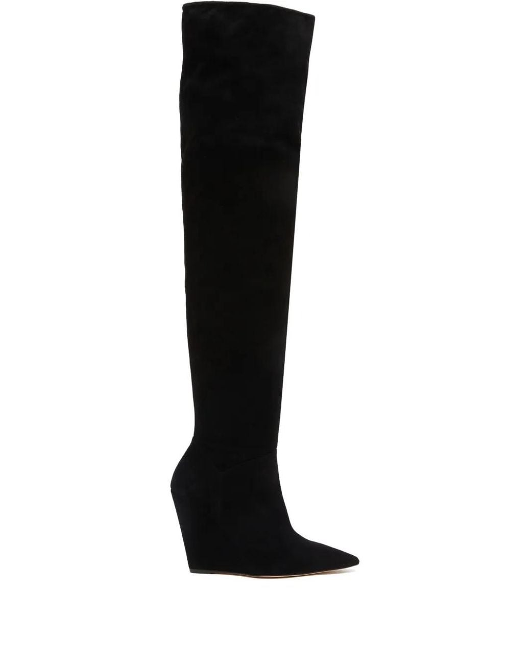 Stuart Weitzman Black 100Mm Saloon Wedge Pointed-Toe Over-The-Knee Boots