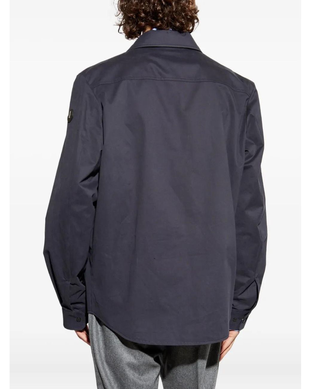Moncler Blue Cotton Polyester Shirt for men