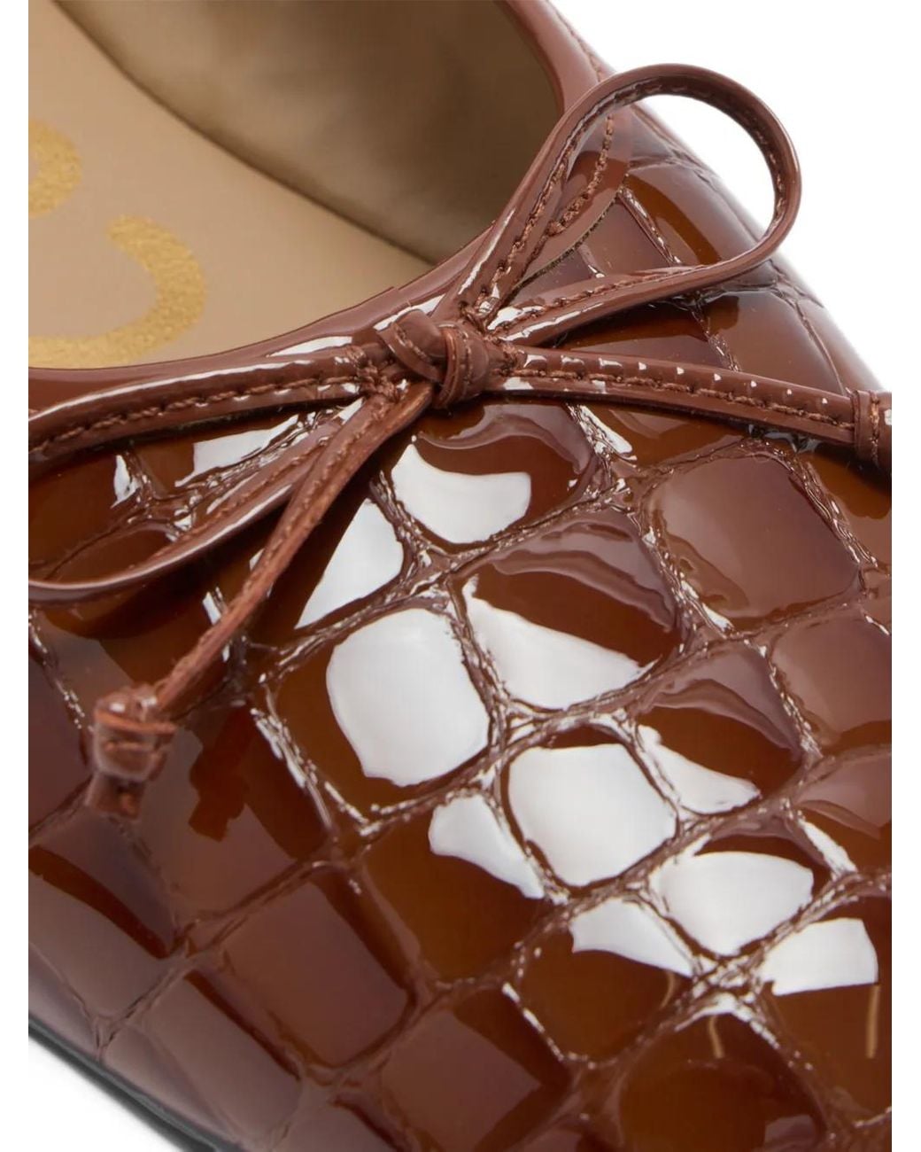 Sam Edelman Brown Alie Croc-Effect Leather Ballet Flats