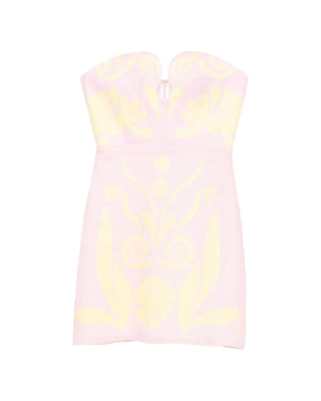 Cala De La Cruz White Jolie Strapless Graphic-Print Mini Dress