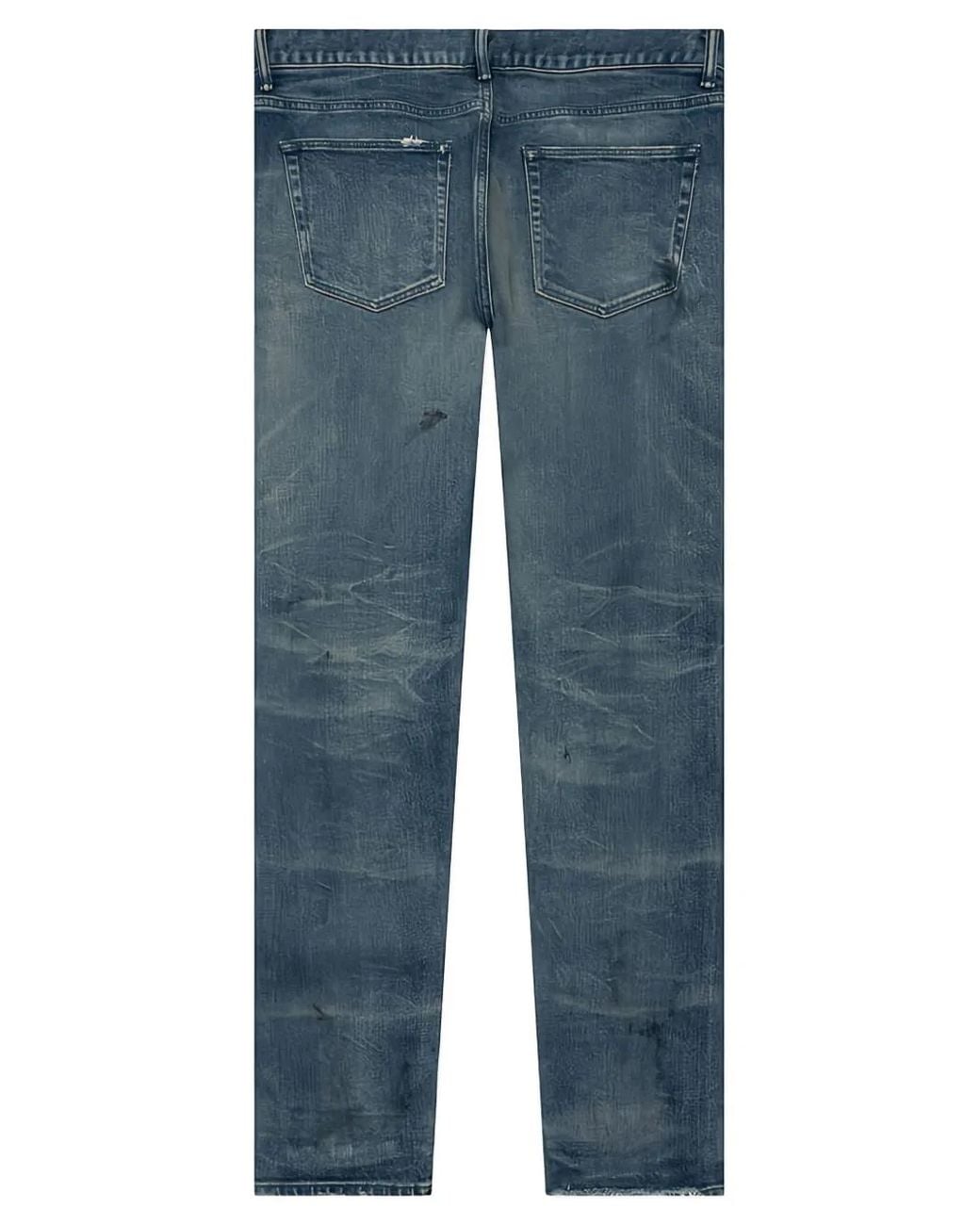 John Elliott Blue Frayed Distressed Jeans for men