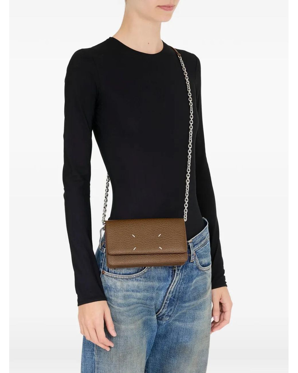 Maison Margiela Brown Leather Chain Wallet