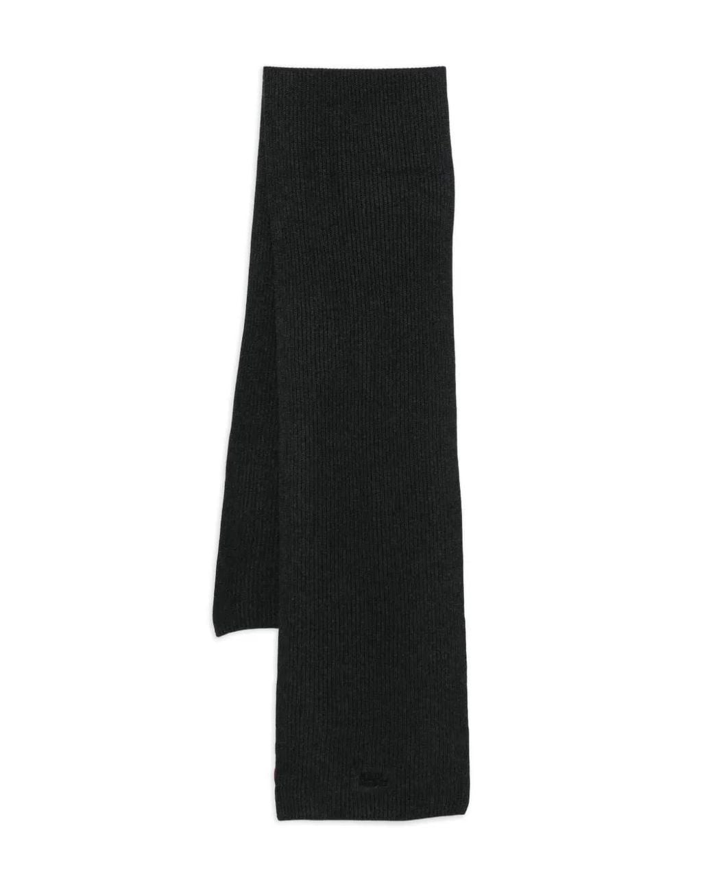 Karl Lagerfeld Black Ribbed Cotton Scarf for men