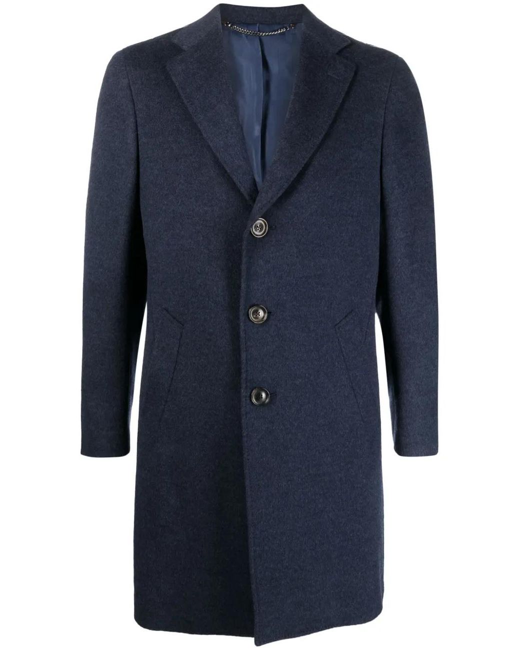 Canali Blue Single-Breasted Wool-Blend Peacoat for men