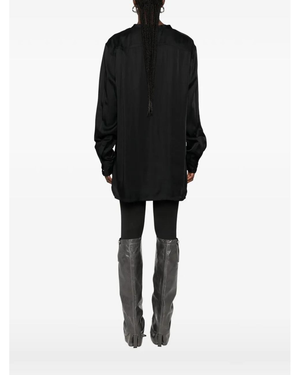 Rick Owens Black Larry V-Neck Blouse