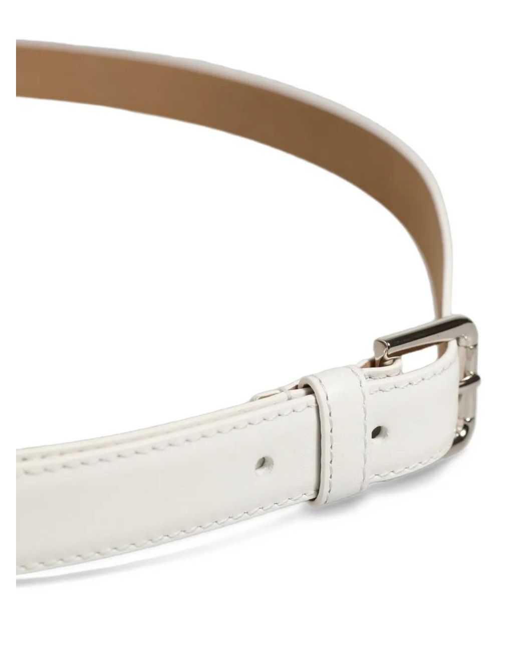 Dolce & Gabbana White Buckled Leather Belt