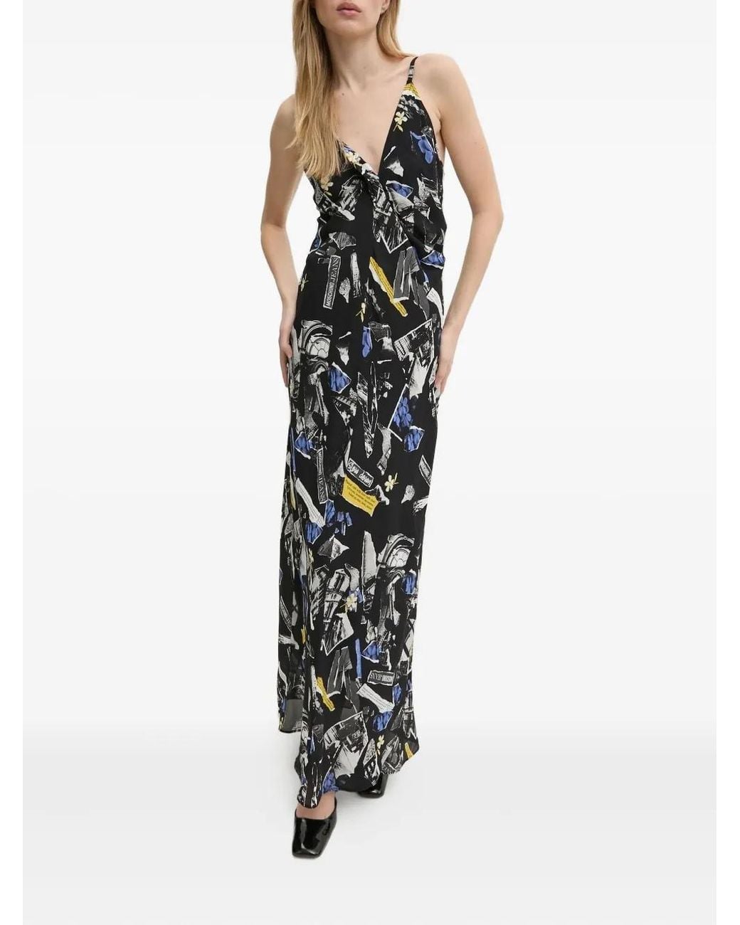 Moschino Black Graphic-Print Maxi Dress