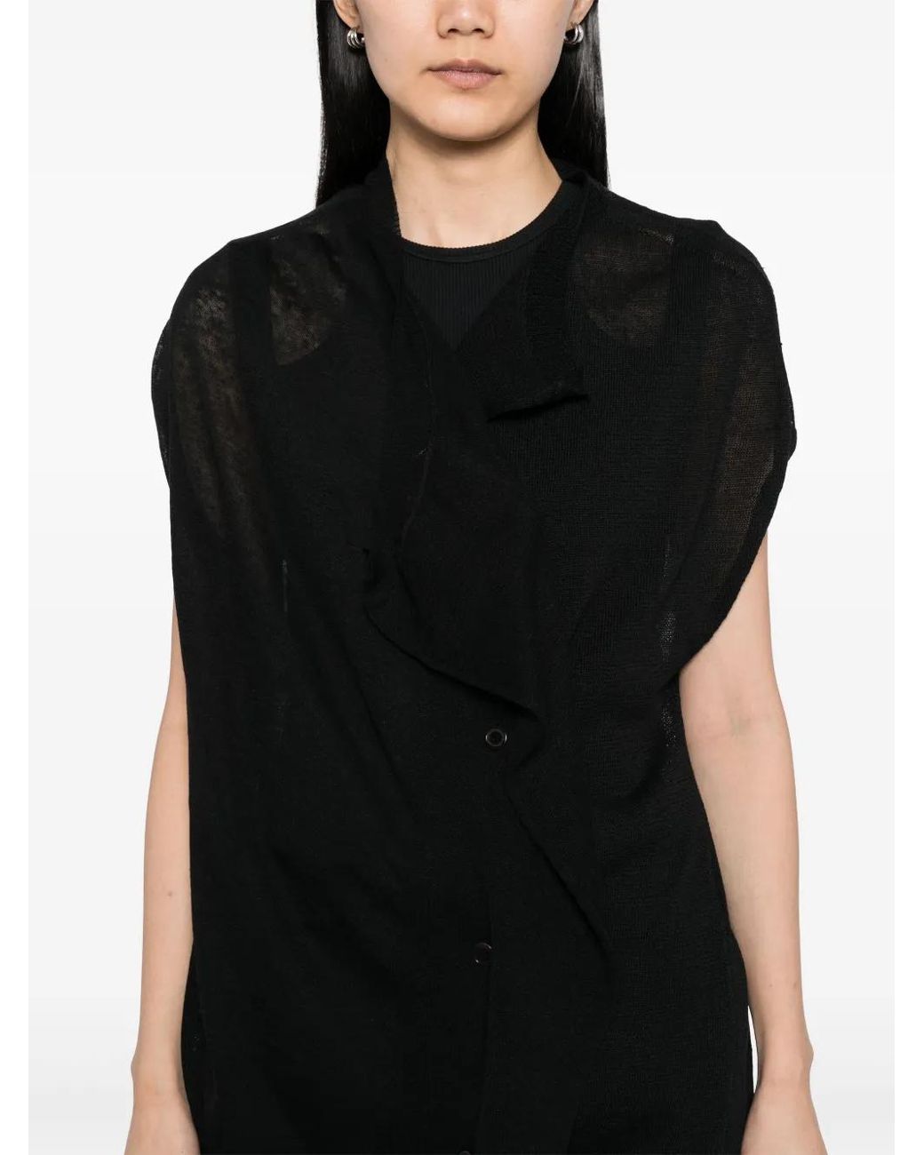 Yohji Yamamoto Black Draped Cardigan
