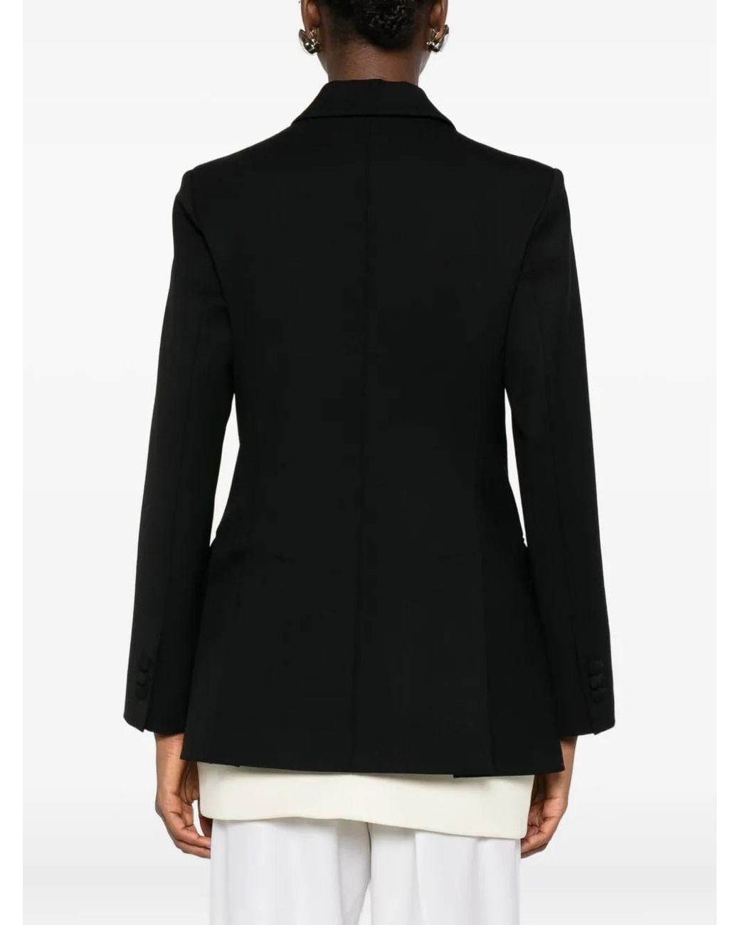 P.A.R.O.S.H. Black Satin-Lapel Double-Breasted Jacket
