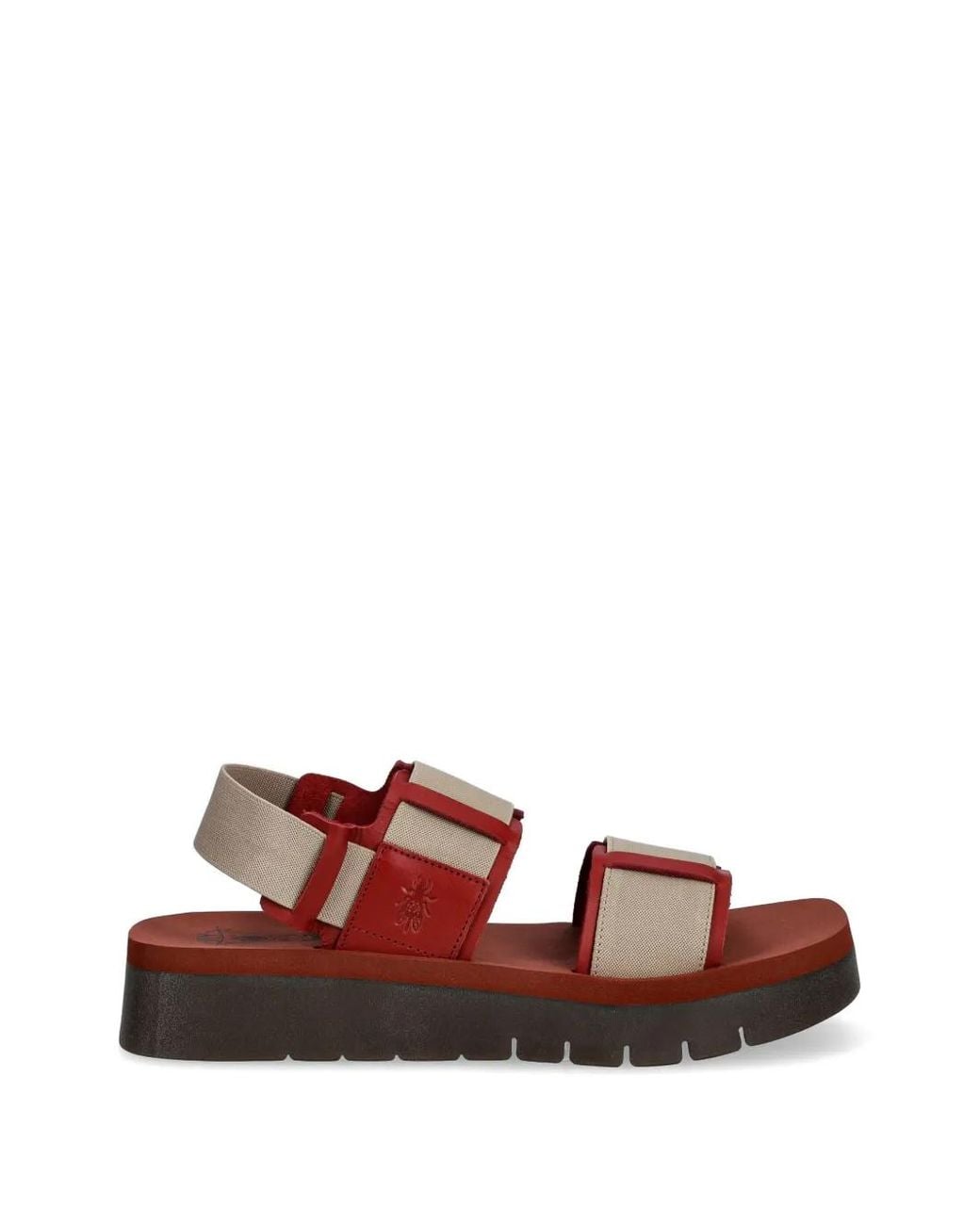 Fly London Brown Logo-Debossed Panelled Sandals