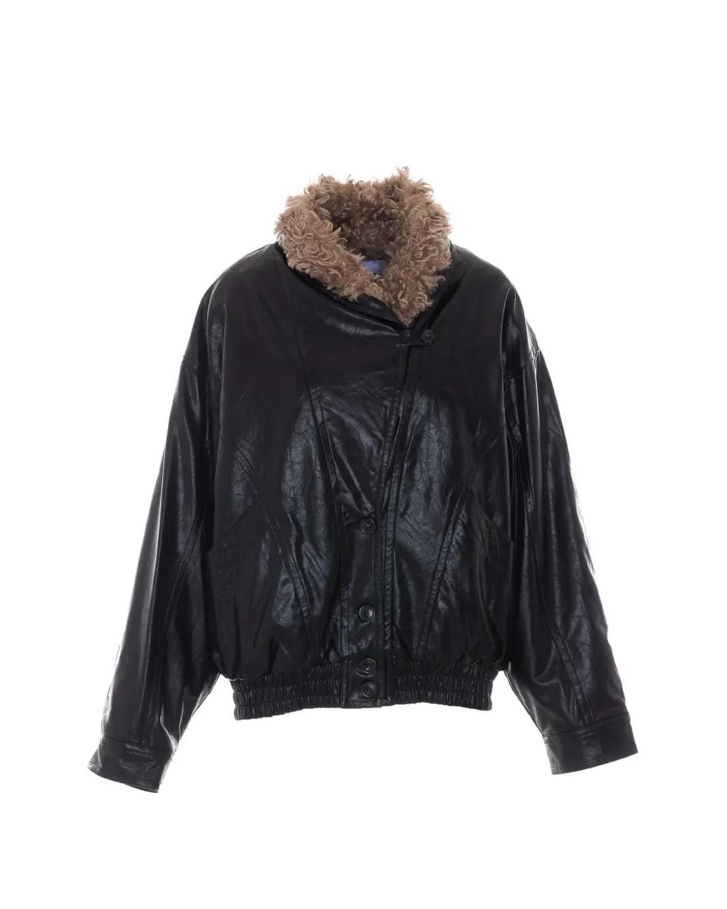 ELEH Black Faux-Fur Trim Oversized Jacket