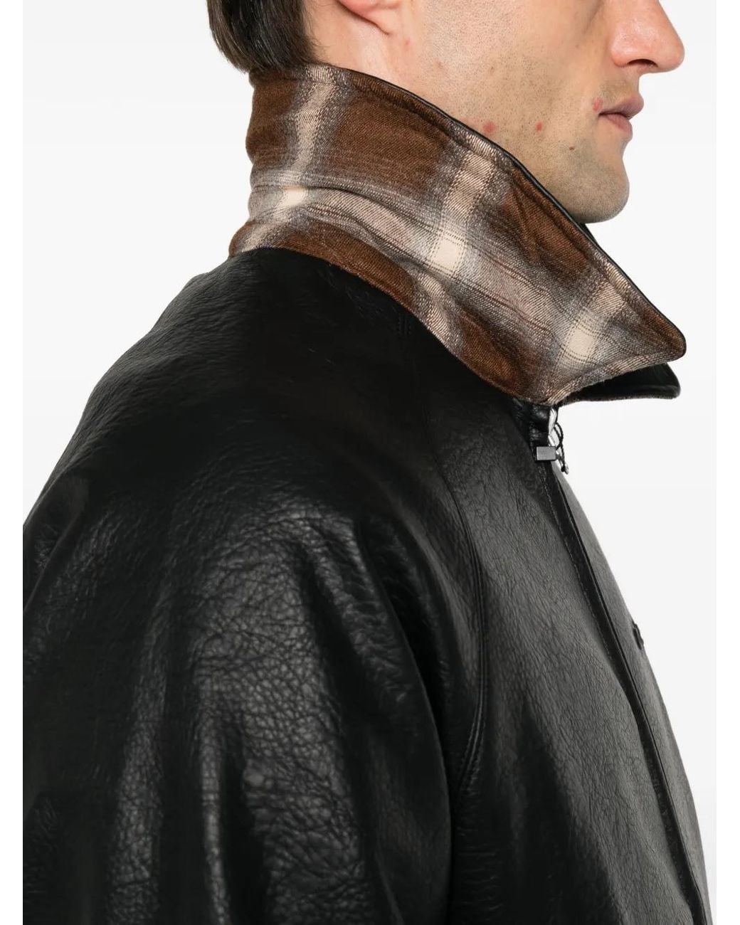 Arte' Black Reversible Check-Pattern Jacket for men