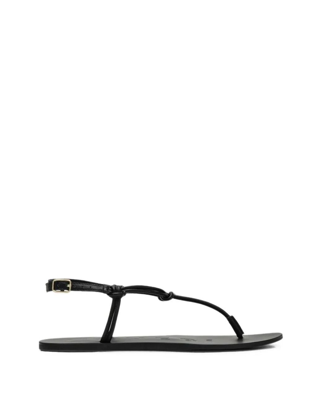 Manebí Black Leather Flat Sandals