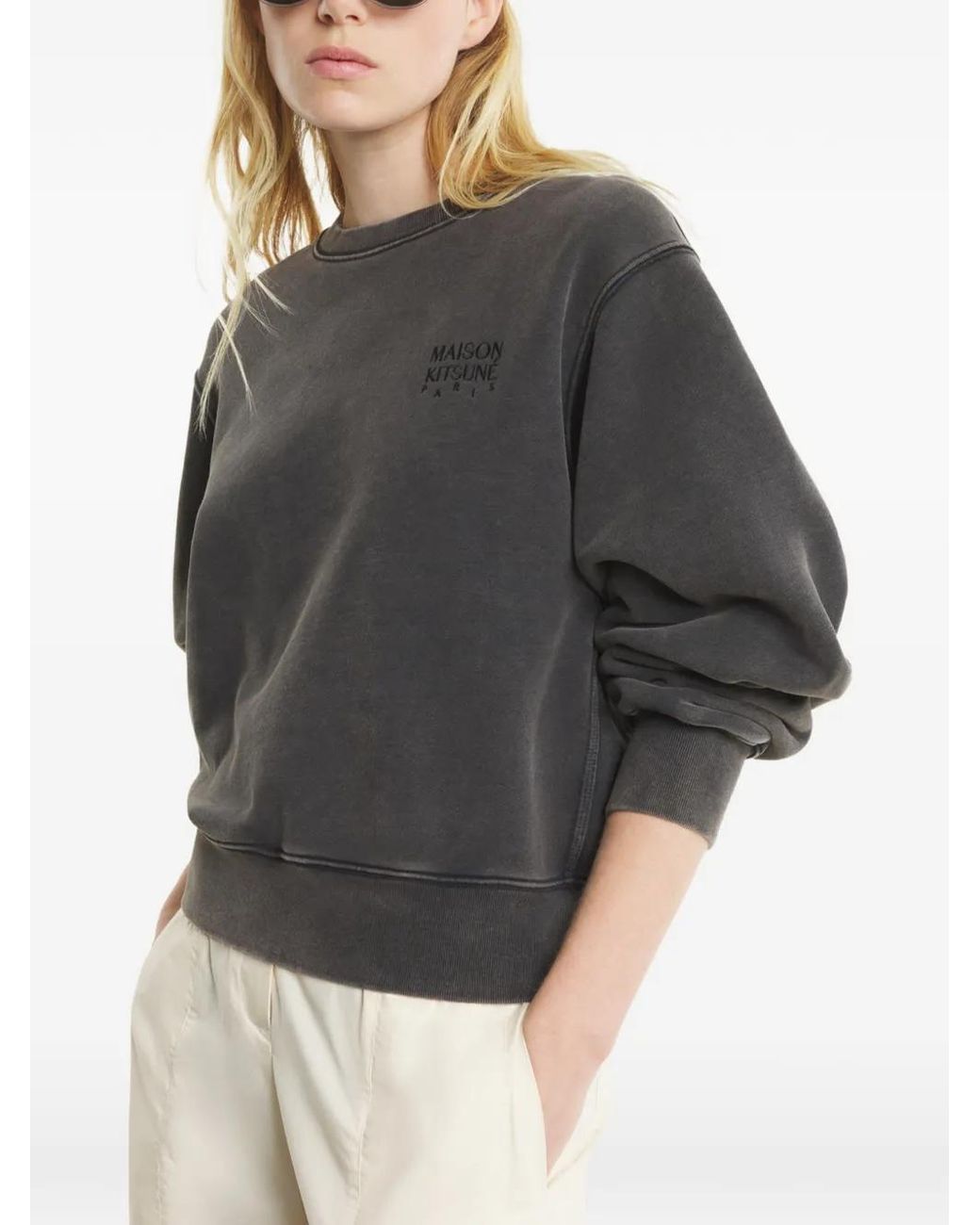 Maison Kitsuné Black Faded Logo Sweatshirt